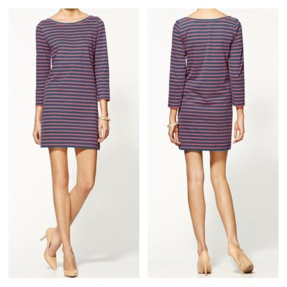 Joie Dresses & Skirts - Joie Shift Dress Striped Knit Winberry Navy Blue Mini Stretch Preppy Nautical S